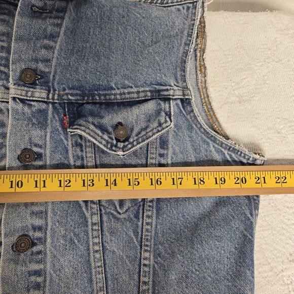Vintage Levi Stonewash Jean Vest 507 USA Made 80s Rock Punk Country Denim Motor - Picture 7 of 8